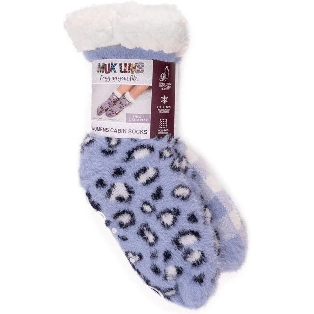 Muk Luks Women's Cabin Cozy Sock - L/XL(8-10) (2 Pairs)